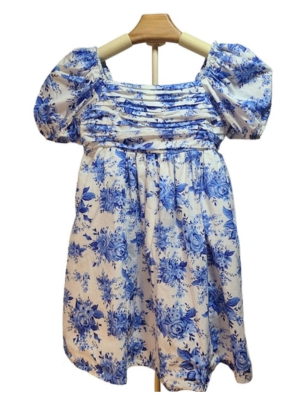 Rare Editions Girls size 8 Puff Sleeve Blue Floral - Picture 5 of 5